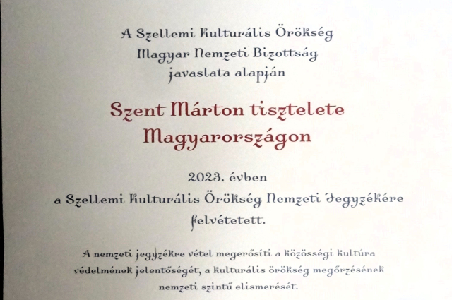 Szent Márton tisztelete a szellemi kulturális örökség része